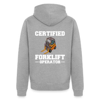 Gabelstapler Fahrer Stapler Hubstapler Hubwagen - Unisex Premium Bio Zip Hoodie - Grau meliert - Hinten - Nico (187cm)