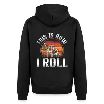 Roller Coaster Vintage Retro This - Unisex Premium Organic Zip Hoodie - black - Back - Nico (187cm)