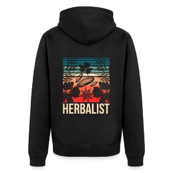 Herb Collector Herb Herb Garden - Unisex Premium Organic Zip Hoodie - black - Back - Nico (187cm)
