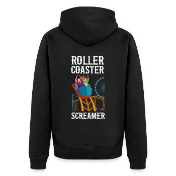 Roller Coaster Roller Coaster - Unisex Premium Organic Zip Hoodie - black - Back - Nico (187cm)