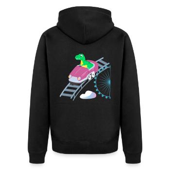 Roller Coaster T Rex Dinosaur - Unisex Premium Organic Zip Hoodie - black - Back - Nico (187cm)