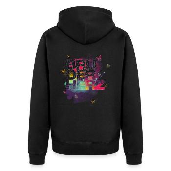 Bruderherz Bester Bruder der Welt Geschenkidee - Unisex Premium Bio Zip Hoodie - Schwarz - Hinten - Nico (187cm)