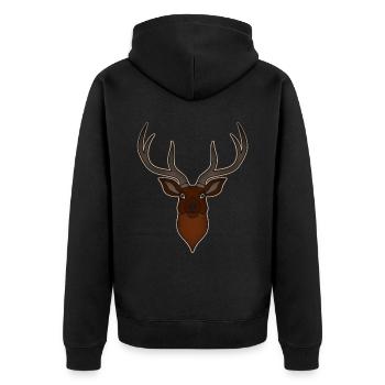 Bois de cerf rouge avec des bois de cerf - Veste à capuche bio Premium Unisexe - noir - Dos - Nico (187cm)