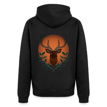 Bois de cerf rouge avec des bois de cerf - Veste à capuche bio Premium Unisexe - noir - Dos - Nico (187cm)