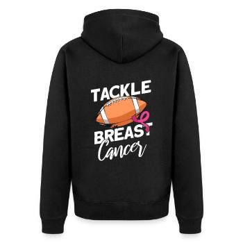 Brustkrebs - Unisex Premium Bio Zip Hoodie - Schwarz - Hinten - Nico (187cm)