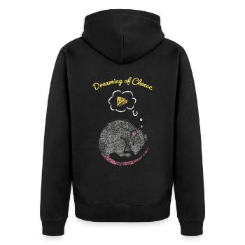 Sleeping shirt Mouse owner House mouse Cheese love cheese - Unisex Premium Organic Zip Hoodie - black - Back - Nico (187cm)