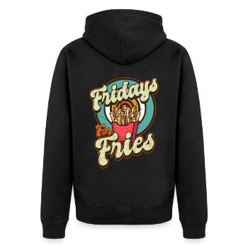 Français Frites Dictons Drôles Vendredis Pour Frites - Veste à capuche bio Premium Unisexe - noir - Dos - Nico (187cm)