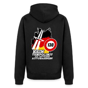 Autobahn Tempolimit Kein Tempolimit Auf Deutschen - Unisex Premium Bio Zip Hoodie - Schwarz - Hinten - Nico (187cm)