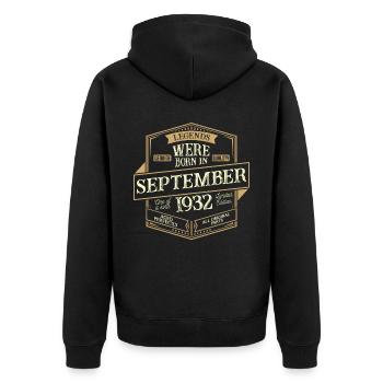 Septembre 1932 Anniversaire homme - Veste à capuche bio Premium Unisexe - noir - Dos - Nico (187cm)