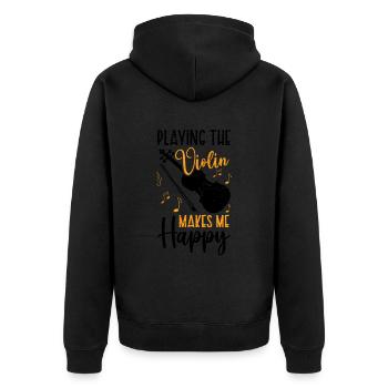 Violine Macht Mich Glücklich Geigenmusiker Musik - Unisex Premium Bio Zip Hoodie - Schwarz - Hinten - Nico (187cm)