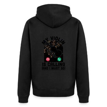 Meine Geige Ruft Geigenmusiker Musik - Unisex Premium Bio Zip Hoodie - Schwarz - Hinten - Nico (187cm)