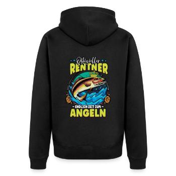 Angeln Angler Rentner - Unisex Premium Bio Zip Hoodie - Schwarz - Hinten - Nico (187cm)