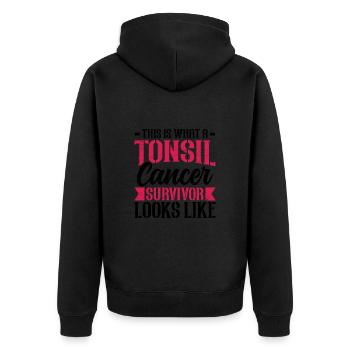 Almond Survivor Tonsillectomy Funny - Unisex Premium Organic Zip Hoodie - black - Back - Nico (187cm)