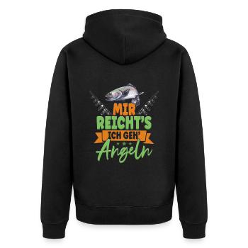 Angler Mir Reichts Ich Geh Angeln - Unisex Premium Bio Zip Hoodie - Schwarz - Hinten - Nico (187cm)