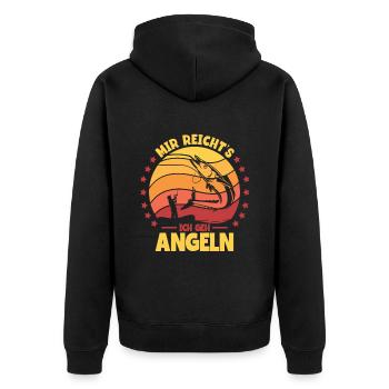 Angler Mir Reichts Ich Geh Angeln - Unisex Premium Bio Zip Hoodie - Schwarz - Hinten - Nico (187cm)