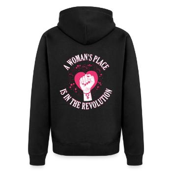 Woman In Revolution Feminismus Geschenk - Unisex Premium Bio Zip Hoodie - Schwarz - Hinten - Nico (187cm)