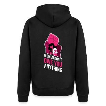 Women Dont Owe You Feminismus Geschenk - Unisex Premium Bio Zip Hoodie - Schwarz - Hinten - Nico (187cm)