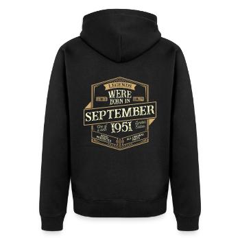 September 1951 Birthday Man - Unisex Premium Organic Zip Hoodie - black - Back - Nico (187cm)