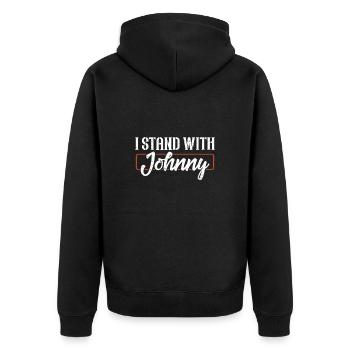 Stehen Sie Für Johnny - Unisex Premium Bio Zip Hoodie - Schwarz - Hinten - Nico (187cm)