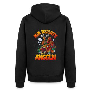 Angler Mir Reichts Ich Geh Angeln - Unisex Premium Bio Zip Hoodie - Schwarz - Hinten - Nico (187cm)