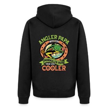 Angeln Angler Papa - Unisex Premium Bio Zip Hoodie - Schwarz - Hinten - Nico (187cm)