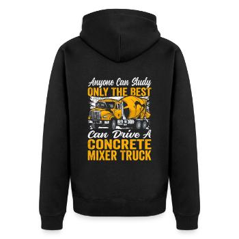 Betonfertiger Jeder Kann Betonmischer Studieren - Unisex Premium Bio Zip Hoodie - Schwarz - Hinten - Nico (187cm)