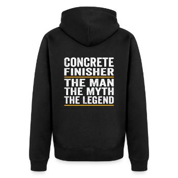 Beton Finisher Betonarbeiter Betonmischer - Unisex Premium Bio Zip Hoodie - Schwarz - Hinten - Nico (187cm)