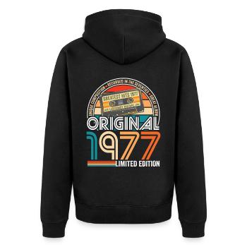 Birthday 1977 Mixtape Cassette Vintage 1977 - Unisex Premium Organic Zip Hoodie - black - Back - Nico (187cm)