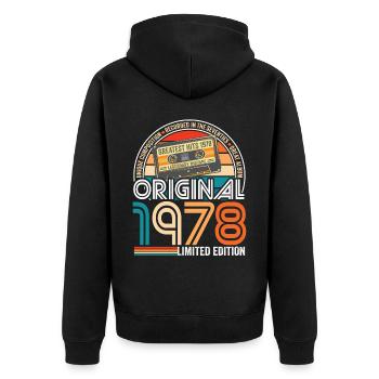 Birthday 1978 Mixtape cassette vintage 1978 - Unisex Premium Organic Zip Hoodie - black - Back - Nico (187cm)