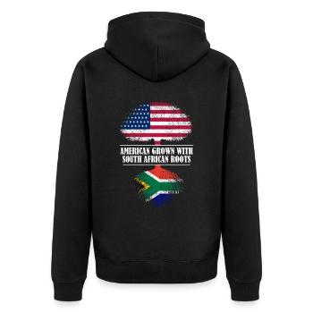 American grown with south african roots Flag - Unisex Premium Organic Zip Hoodie - black - Back - Nico (187cm)