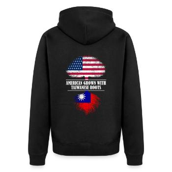 American grown with Taiwanese roots flag - Unisex Premium Bio Zip Hoodie - Schwarz - Hinten - Nico (187cm)