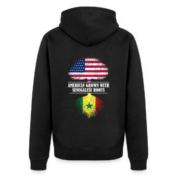 Américain cultivé avec des racines sénégalaises drapeau - Veste à capuche bio Premium Unisexe - noir - Dos - Nico (187cm)