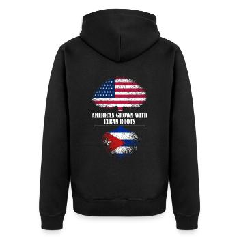 American grown with Cuban roots flag - Unisex Premium Bio Zip Hoodie - Schwarz - Hinten - Nico (187cm)