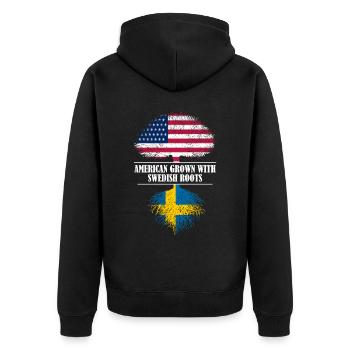 Américain cultivé avec des racines suédoises Suède - Veste à capuche bio Premium Unisexe - noir - Dos - Nico (187cm)