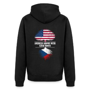 American grown with Czech roots flag - Unisex Premium Bio Zip Hoodie - Schwarz - Hinten - Nico (187cm)