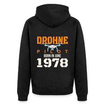 Drohnenpilot Drohnen-Operator Jahrgang 1978 Juni - Unisex Premium Bio Zip Hoodie - Schwarz - Hinten - Nico (187cm)