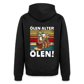 Löten Digga Bier Trinksprüche Saufshirt - Unisex Premium Bio Zip Hoodie - Schwarz - Hinten - Nico (187cm)