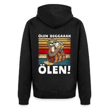 Löten Digga Bier Trinksprüche Saufshirt - Unisex Premium Bio Zip Hoodie - Schwarz - Hinten - Nico (187cm)