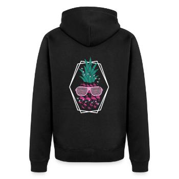 Pineapple Summer & Flamingo - Unisex Premium Organic Zip Hoodie - black - Back - Nico (187cm)