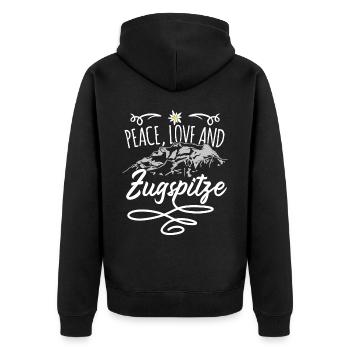 Zugspitze - Unisex Premium Bio Zip Hoodie - Schwarz - Hinten - Nico (187cm)