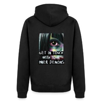 Anime Japan Demons - Unisex Premium Organic Zip Hoodie - black - Back - Nico (187cm)