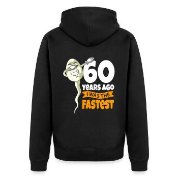60ème anniversaire cadeau sperme 60 ans - Veste à capuche bio Premium Unisexe - noir - Dos - Nico (187cm)