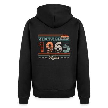 Vintage 1965 Year of birth 1965 Birthday Men - Unisex Premium Organic Zip Hoodie - black - Back - Nico (187cm)