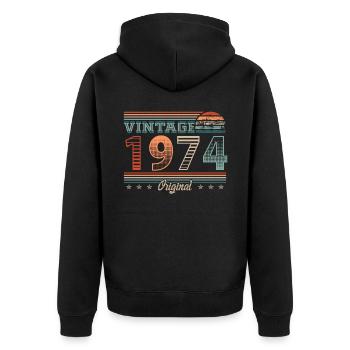 Vintage 1974 Year of birth 1974 Birthday Men - Unisex Premium Organic Zip Hoodie - black - Back - Nico (187cm)
