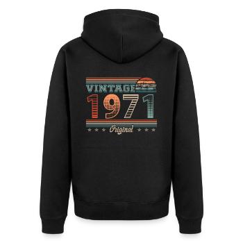 Vintage 1971 Geburtsjahr 1971 Geburtstag Männer - Unisex Premium Bio Zip Hoodie - Schwarz - Hinten - Nico (187cm)
