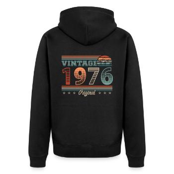 Millésime 1976 Année de naissance 1976 Anniversaire Hommes - Veste à capuche bio Premium Unisexe - noir - Dos - Nico (187cm)