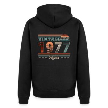Vintage 1977 Year of birth 1977 Birthday Men - Unisex Premium Organic Zip Hoodie - black - Back - Nico (187cm)