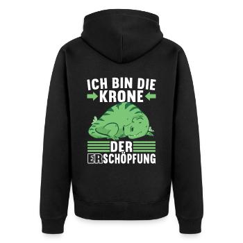 Faultier Spruch Müdigkeit - Unisex Premium Bio Zip Hoodie - Schwarz - Hinten - Nico (187cm)