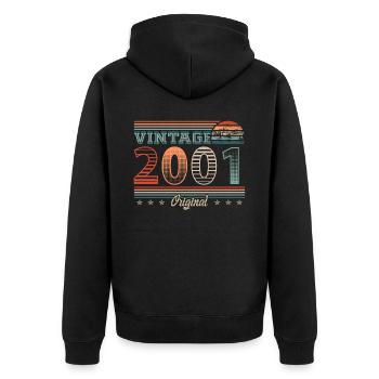 Vintage 2001 Year of birth 2001 Birthday Men - Unisex Premium Organic Zip Hoodie - black - Back - Nico (187cm)