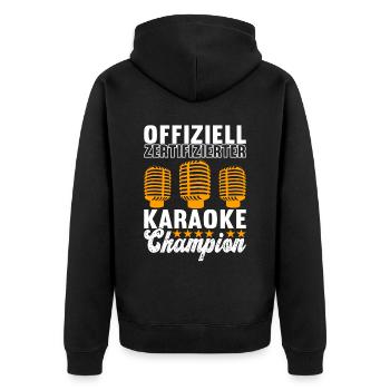 Karaoke Karaokeabend - Unisex Premium Bio Zip Hoodie - Schwarz - Hinten - Nico (187cm)
